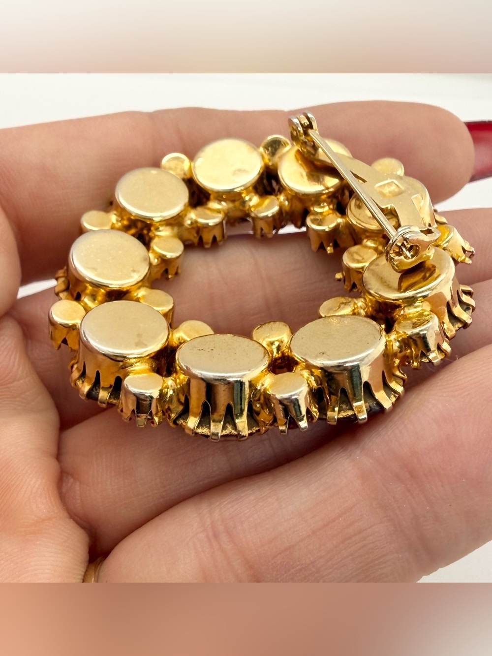 Vintage Aurora Borealis AB Crystal Rhinestone Gold Tone Brooch Juliana D&E? - Picture 5 of 6